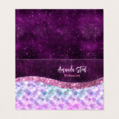 Mermaid skin roink Silver Glitter monogram Visitekaartje (Buitenkant ongevouwen)