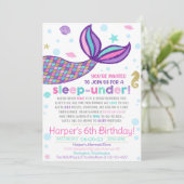 Mermaid Sleep-under-uitnodiging, Mermaid Invitatio Kaart (Staand voorkant)