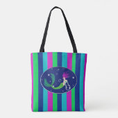 Mermaid Sleepover Bag, naam invoegen Tote Bag (Achterkant)