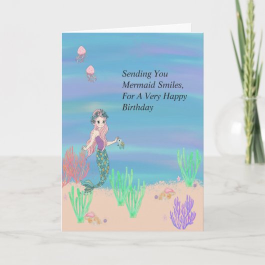 Mermaid Smile Birthday Kaart voor het kind (Voorkant)