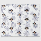 Mermaid Snowflake, kerstzilver Cadeaupapier (Vlak)