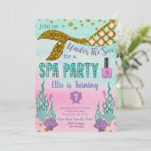 Mermaid Spa Birthday Uitnodiging (Staand voorkant)