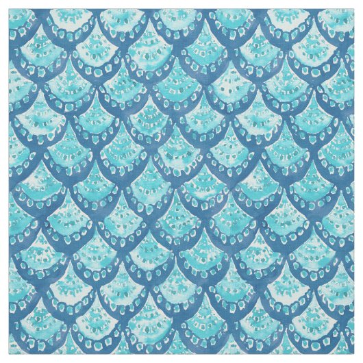 MERMAID SPARKLE Blue Fish Scaltern Stof (Swatch)