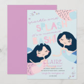 Mermaid Splish Splash Bash Birthday Kaart (Voorkant / Achterkant)