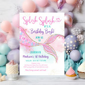 Mermaid Splish Splash Pink Gold Birthday Kaart