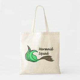 Mermaid Squad Green en Sinaasappel Tote Bag