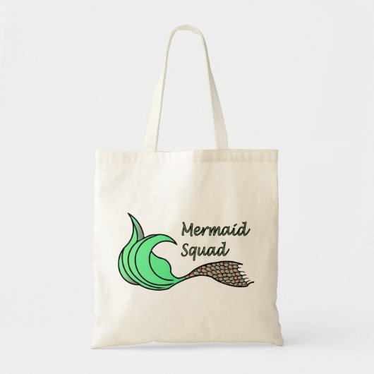 Mermaid Squad Green en Sinaasappel Tote Bag (Voorkant)