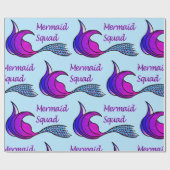Mermaid Squad in blauw en roze Cadeaupapier (Vlak)