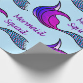 Mermaid Squad in blauw en roze Cadeaupapier (Hoek)