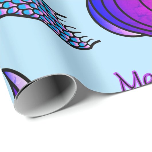 Mermaid Squad in blauw en roze Cadeaupapier (Rol Hoek)