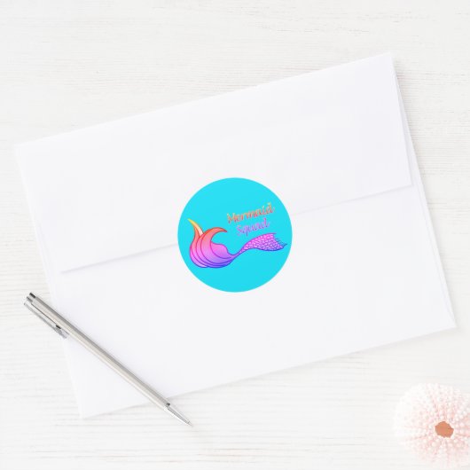 Mermaid Squad in feestkleuren stickers (Envelop)