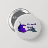 Mermaid Squad in het donker paars en blauwgroen Ronde Button 5,7 Cm (Voorkant /achterkant)