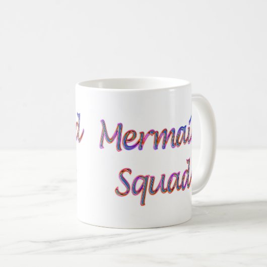 Mermaid Squad in regenboogkleuren Koffiemok (Voorkant rechts)