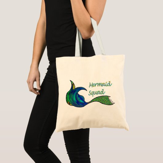 Mermaid Squad in schaduwen van groen Tote Bag (Voorkant (product))