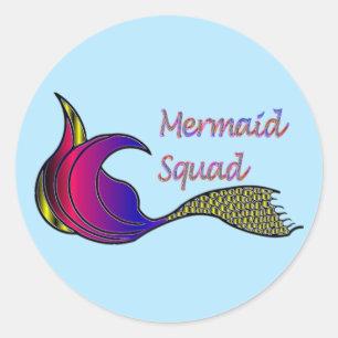Mermaid Squad meerkleurige zeemietstaartstickers Ronde Sticker