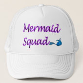 Mermaid Squad met blauwe staart op pet (Voorkant)