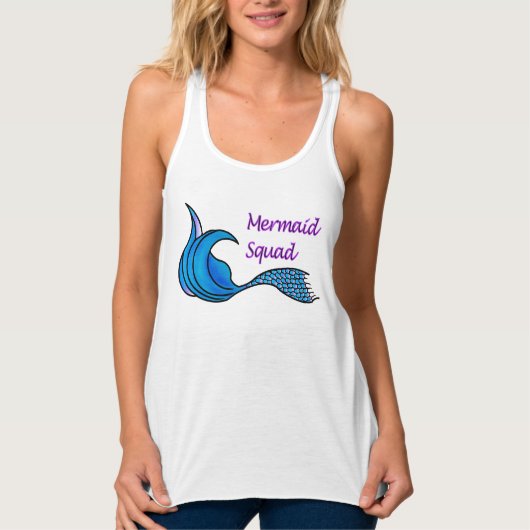 Mermaid Squad met blauwe zeemietstaart Tanktop (Voorkant)