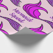 Mermaid Squad met felroze zeemietstaart Cadeaupapier (Hoek)