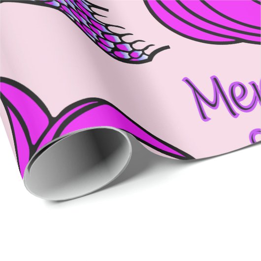 Mermaid Squad met felroze zeemietstaart Cadeaupapier (Rol Hoek)