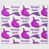 Mermaid Squad met felroze zeemietstaart Cadeaupapier (Vlak)