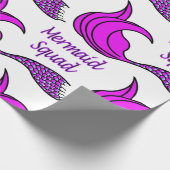 Mermaid Squad met felroze zeemietstaart Cadeaupapier (Hoek)