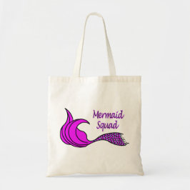 Mermaid Squad met felroze zeemietstaart Tote Bag