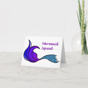 Mermaid Squad met paarse en blauwe staart op brief Notitiekaartje