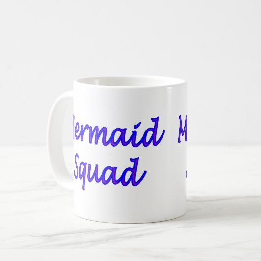 Mermaid Squad met paarse letters/roze Koffiemok (Voorkant links)