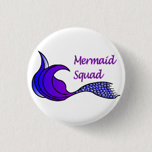 Mermaid Squad met paarse zeemeermin op een knop Ronde Button 3,2 Cm