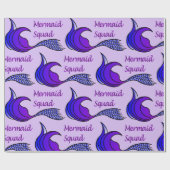 Mermaid Squad met paarse zeemeerstaart Cadeaupapier (Vlak)