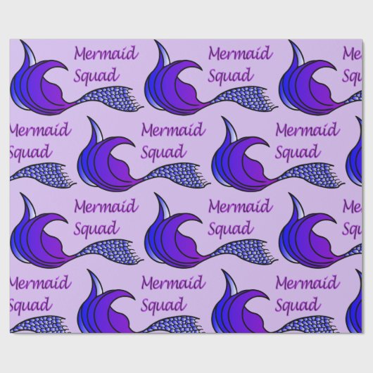 Mermaid Squad met paarse zeemeerstaart Cadeaupapier (Vlak)
