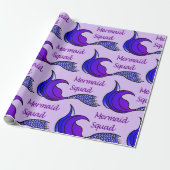 Mermaid Squad met paarse zeemeerstaart Cadeaupapier (Uitgerold)