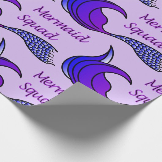 Mermaid Squad met paarse zeemeerstaart Cadeaupapier (Hoek)
