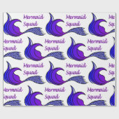 Mermaid Squad met paarse zeemeerstaart Cadeaupapier (Vlak)