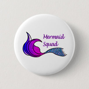 Mermaid Squad met roze, blauwe, paarse zeemietstaa Ronde Button 5,7 Cm