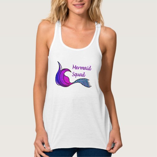 Mermaid Squad met roze, blauwe, paarse zeemietstaa Tanktop (Voorkant)