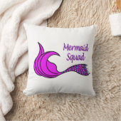 Mermaid Squad met roze zeemeermin staart gooit kus Kussen (Deken)