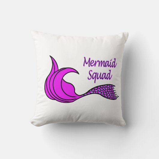 Mermaid Squad met roze zeemeermin staart gooit kus Kussen (Voorkant)