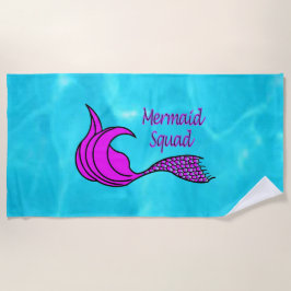 Mermaid Squad met roze zeemeerminstaart strandhand Strandlaken