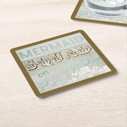 Mermaid Squad op Patrol Kartonnen Onderzetters (Schuin)