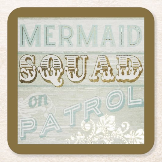 Mermaid Squad op Patrol Kartonnen Onderzetters (Voorkant)
