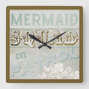 Mermaid Squad op Patrol Vierkante Klok