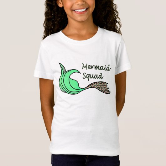 Mermaid Squad Oranje en Green T-shirt (Voorkant)