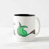 Mermaid Squad Oranje en Groen. Tweekleurige Koffiemok (Voorkant rechts)