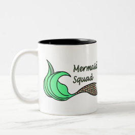 Mermaid Squad Oranje en Groen. Tweekleurige Koffiemok