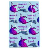 Mermaid Squad paars en blauwe staart op cadeautas (Voorkant)