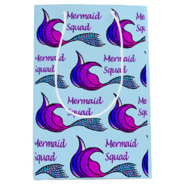 Mermaid Squad paars en blauwe staart op cadeautas