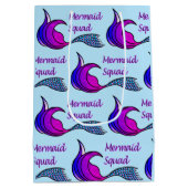 Mermaid Squad paars en blauwe staart op cadeautas (Achterkant)
