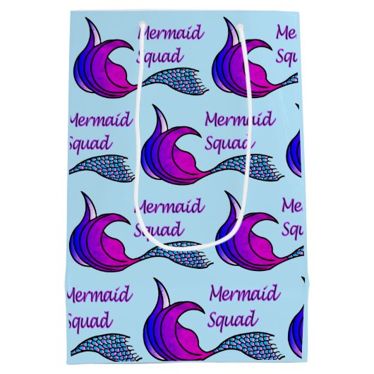 Mermaid Squad paars en blauwe staart op cadeautas (Achterkant)