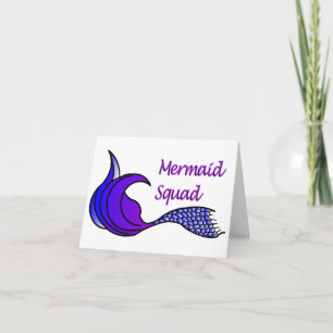 Mermaid Squad Paars Tail op blanco briefkaart